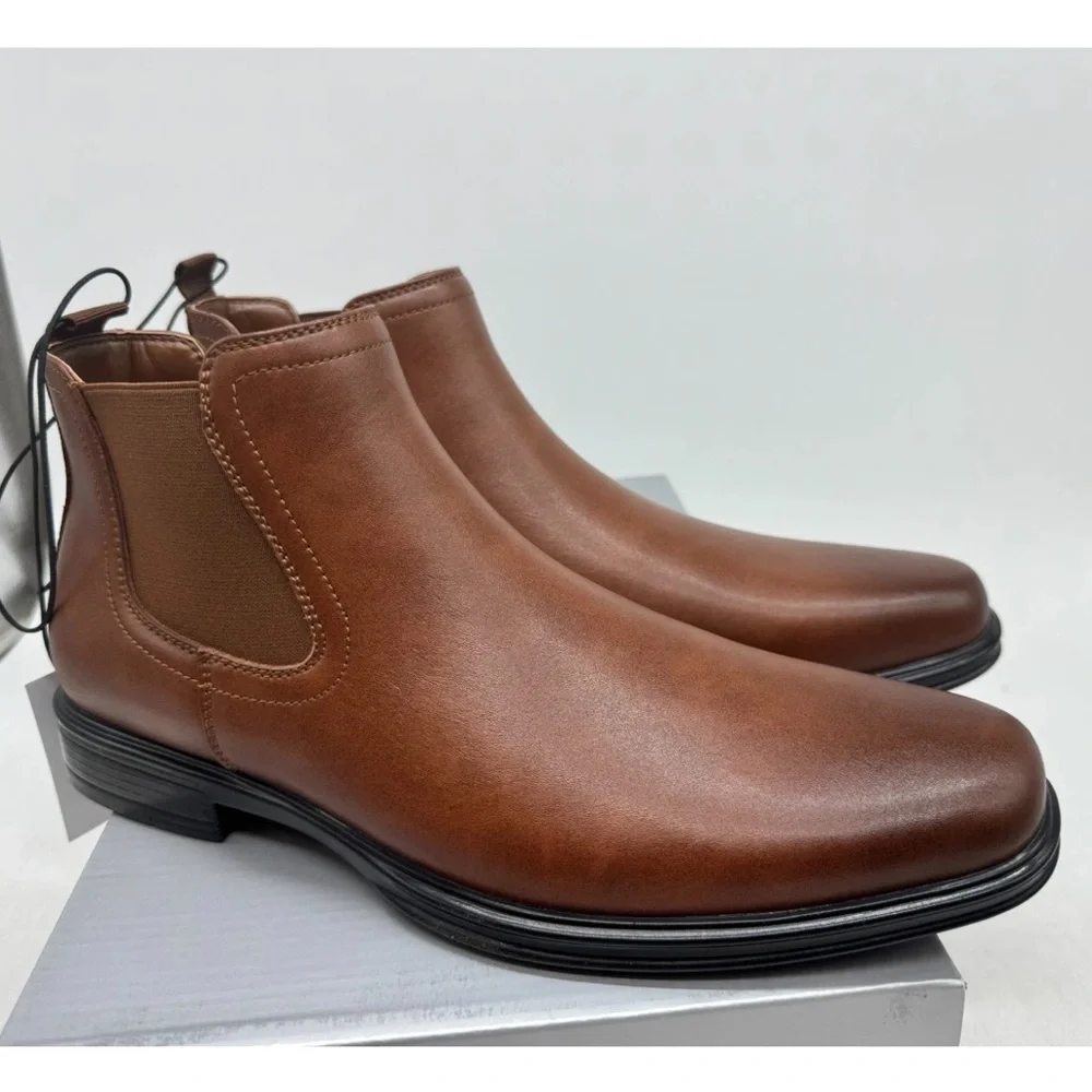 Perry Ellis Portfolio Chelsea Boots‎ Men's Brown Leather Casual Formal - 10.5